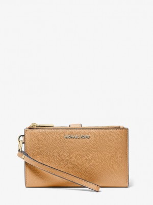 Michael Kors Adele Leather Smartphone Wallet Debriyaj Çanta Kadın Pale Peanut | 926874-KYJ