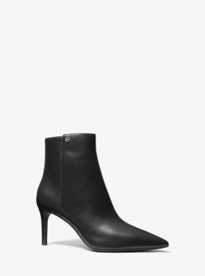 Michael Kors Alina Flex Leather Ankle Boot Bot Kadın Siyah | 492351-UKG