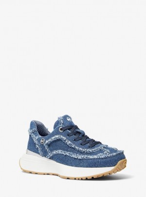 Michael Kors Ari Frayed Denim Trainer Spor Ayakkabı Kadın Mavi | 639142-JNP