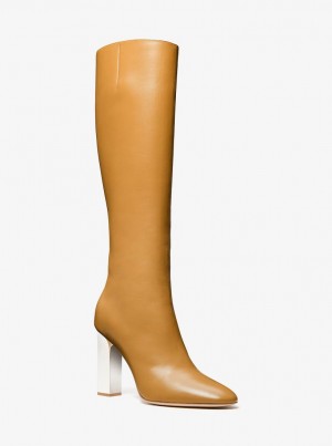 Michael Kors Carly Leather Boot Bot Kadın Kahverengi | 254671-OGD