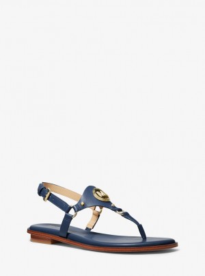 Michael Kors Casey Leather Sandal Sandalet Kadın Lacivert | 213085-XDL