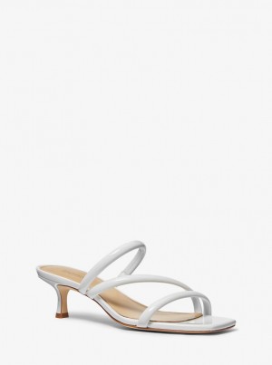 Michael Kors Celia Patent Kitten Sandal Sandalet Kadın Beyaz | 890451-EUZ