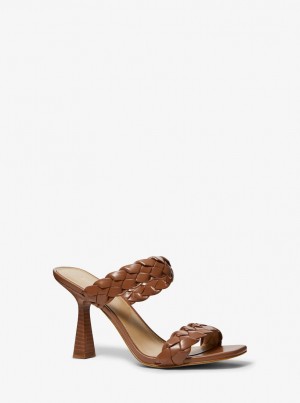 Michael Kors Clara Braided Sandal Sandalet Kadın Luggage | 584069-ZGM