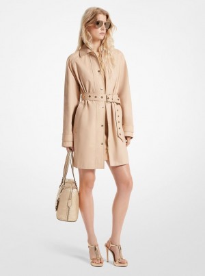 Michael Kors Cotton Twill Trench Coat Mont Kadın Buff | 269438-PMG