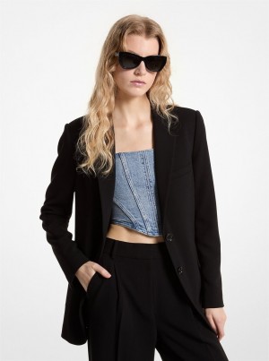 Michael Kors Crepe Boyfriend Blazer Mont Kadın Siyah | 652843-JSB