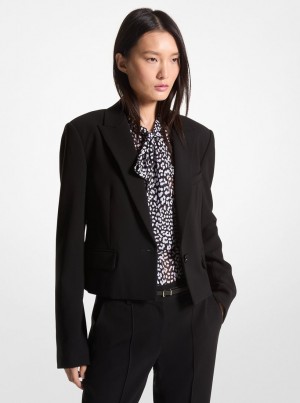 Michael Kors Crepe Cropped Blazer Mont Kadın Siyah | 802613-GNA