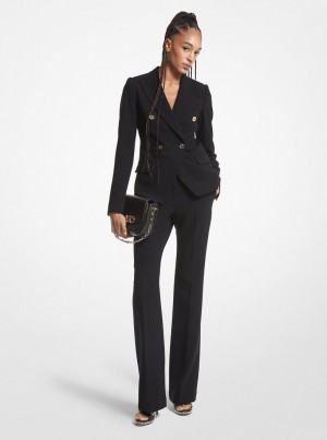 Michael Kors Crepe Double-Breasted Blazer Mont Kadın Siyah | 391724-CTR