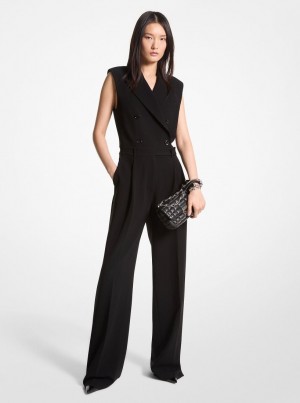 Michael Kors Crepe Double-Breasted Jumpsuit Elbise Kadın Siyah | 827605-AZI