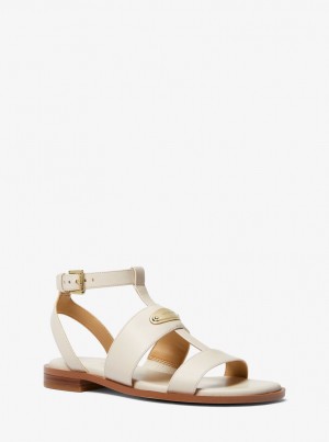 Michael Kors Darcy Leather Sandal Sandalet Kadın Krema | 765930-JLW