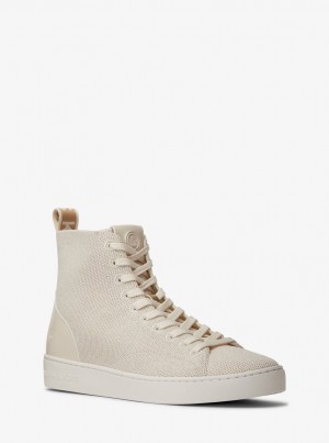 Michael Kors Edie Metallic Knit High-Top Sneaker Spor Ayakkabı Kadın Krema | 036279-JYM