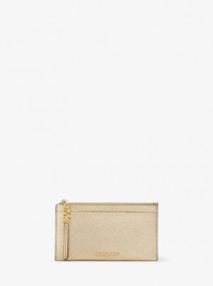 Michael Kors Empire Large Metallic Leather Card Case Kart Kılıfı Kadın Altın | 075184-AKU