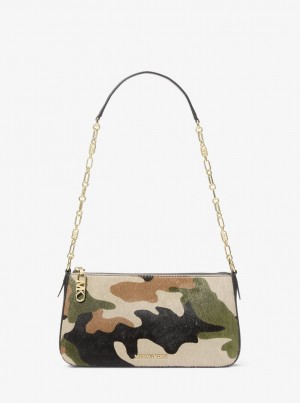 Michael Kors Empire Medium Camouflage Print Calf Hair Chain-Link Pochette Çapraz Çanta Kadın Zeytin Yeşili Renkli | 904172-RUH