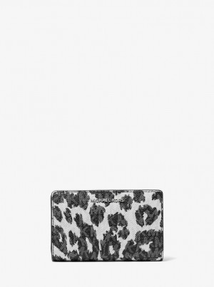 Michael Kors Empire Medium Leopard Logo Wallet Cüzdan Kadın Siyah | 158963-NZJ