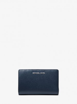 Michael Kors Empire Medium Pebbled Leather Wallet Cüzdan Kadın Lacivert | 694187-WGQ