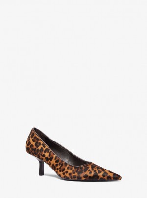 Michael Kors Frankie Leopard Print Calf Hair Pump Stiletto Kadın Kahverengi Renkli | 123896-VPG