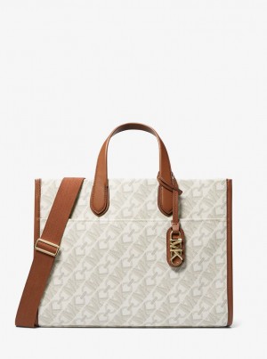 Michael Kors Gigi Large Empire Signature Logo Tote Bag Totes Kadın Açık Sarı | 261538-VZT