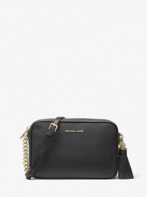 Michael Kors Ginny Leather Crossbody Bag Çapraz Çanta Kadın Siyah | 152064-PKI