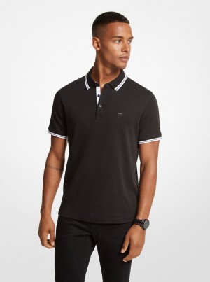 Michael Kors Greenwich Cotton Polo Shirt Tişört Erkek Siyah | 234091-MDF