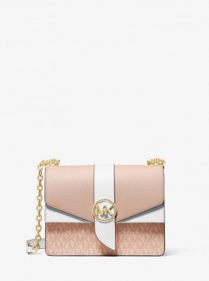 Michael Kors Greenwich Small Color-Block Logo and Saffiano Leather Crossbody Bag Çapraz Çanta Kadın Renkli | 391058-MCZ