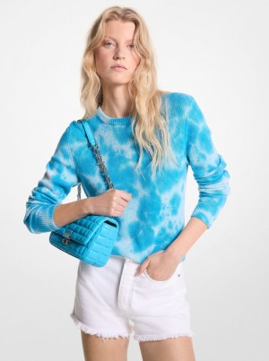 Michael Kors Hand Tie-Dyed Cashmere Sweater Kazak Kadın Mavi | 364098-RCI