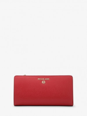 Michael Kors Jet Set Charm Saffiano Leather Continental Wallet Cüzdan Kadın Flame | 789041-NUV