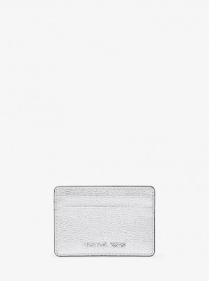 Michael Kors Jet Set Small Metallic Leather Card Case Kart Kılıfı Kadın Gümüş | 359281-XQH