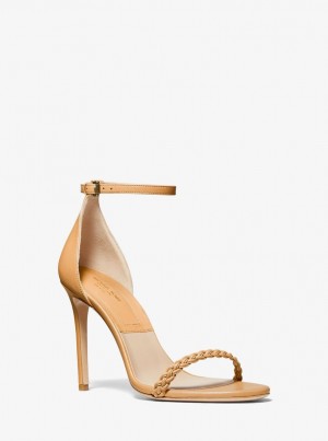 Michael Kors Joslyn Leather Sandal Sandalet Kadın Kahverengi | 327960-VRH