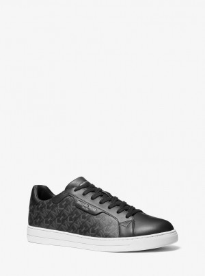 Michael Kors Keating Empire Signature Logo and Leather Sneaker Spor Ayakkabı Erkek Siyah | 730921-WFA