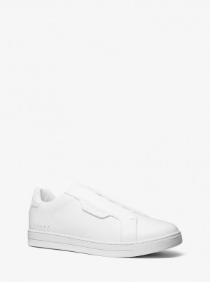 Michael Kors Keating Leather Slip-On Sneaker Spor Ayakkabı Erkek Bright Wht | 054286-RBL