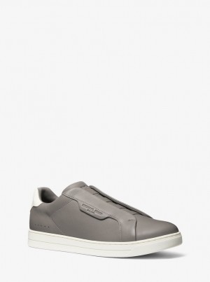 Michael Kors Keating Two-Tone Leather Slip-On Sneaker Spor Ayakkabı Erkek Gri | 645831-ARH