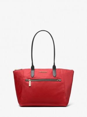 Michael Kors Kelsey Medium Nylon Tote Bag Totes Kadın Flame | 827315-ZES