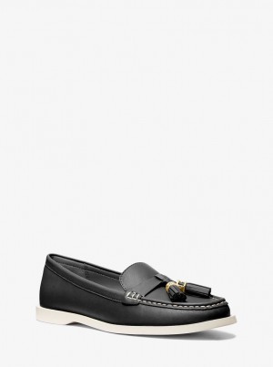 Michael Kors Kiernan Leather Loafer Düz Ayakkabı Kadın Siyah | 781045-CPS