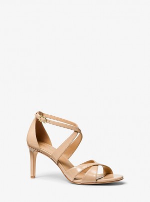 Michael Kors Kinsley Faux Patent Leather Sandal Sandalet Kadın Açık Pembe | 935746-VIF