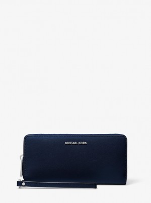 Michael Kors Large Saffiano Leather Continental Wallet Cüzdan Kadın Lacivert | 204967-JBQ