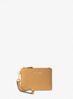 Michael Kors Leather Coin Purse Bozuk Para Cüzdanı Kadın Pale Peanut | 751834-JYN