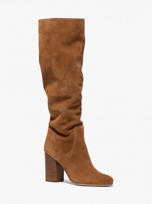 Michael Kors Leigh Suede Boot Bot Kadın Luggage | 712854-CDO