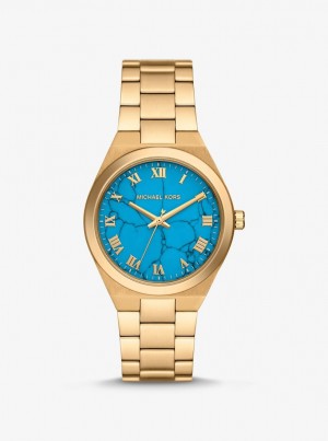 Michael Kors Lennox Gold-Tone Watch Gold-tone Kadın Turkuaz | 189357-PBO