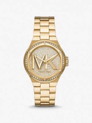 Michael Kors Lennox Pave Logo Gold-Tone Logo Watch Gold-tone Kadın Altın | 302584-CJV