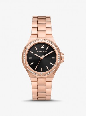 Michael Kors Lennox Pave Rose Gold-Tone Watch Gold-tone Kadın Pembe Altın | 804971-VOM