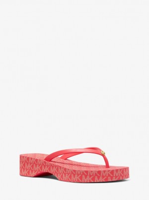 Michael Kors Lilo Logo PVC Platform Flip Flop Sandalet Kadın Dahlia | 329186-KQB