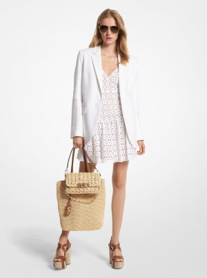 Michael Kors Linen Blend Boyfriend Blazer Mont Kadın Beyaz | 217405-XHP