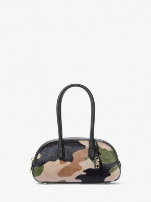 Michael Kors Lulu Small Camouflage Print Calf Hair Satchel Satchel Çanta Kadın Zeytin Yeşili Renkli | 075214-QAD