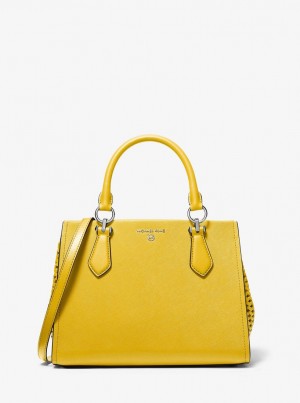 Michael Kors Marilyn Medium Saffiano Leather Satchel Satchel Çanta Kadın Bright Dandelion | 320468-ELT