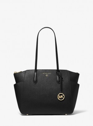 Michael Kors Marilyn Medium Saffiano Leather Tote Bag Totes Kadın Siyah | 351460-SBY