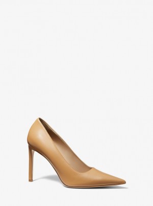 Michael Kors Martine Leather Pump Topuklu Ayakkabılar Kadın Kahverengi | 418352-BZM