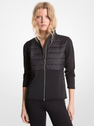 Michael Kors Mixed-Media Jacket Mont Kadın Siyah | 812074-YVA