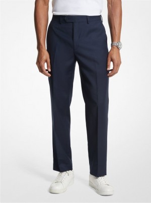 Michael Kors Modern-Fit Wool Blend Suit Pants Pantolon Erkek Lacivert | 048712-EHO