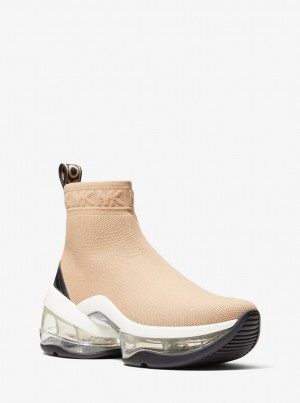 Michael Kors Olympia Extreme Stretch Knit Sock Sneaker Spor Ayakkabı Kadın Kahverengi | 850132-MBQ