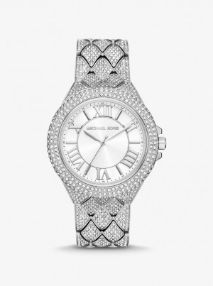 Michael Kors Oversized Camille Pave Silver-Tone Watch Silver-tone Kadın Gümüş | 592380-HIE