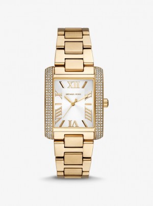 Michael Kors Oversized Emery Pave Gold Tone Watch Gold-tone Kadın Altın | 368215-MHK